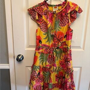Farm Rio Fruit Dream Tiered Ruffle Dress with Tropical Print